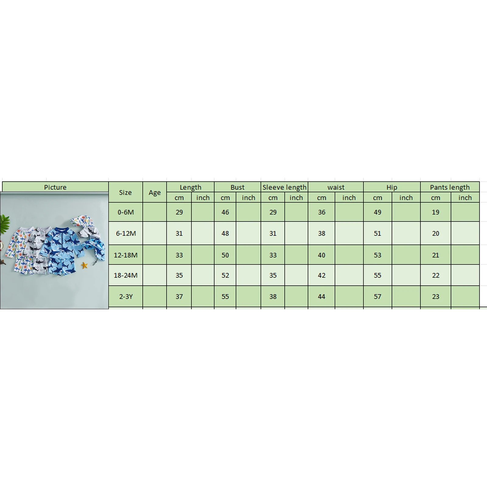 0-3Y طفل رضيع الفتيان طفح الحرس المايوه 3 قطعة مجموعة طباعة زمم طويلة الأكمام ملابس السباحة القمم السراويل وقبعة #2