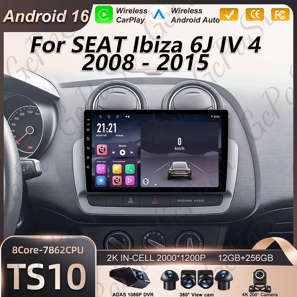 

Автомагнитола Android Auto для Seat Ibiza MK4 6J 2009-2015 с CarPlay, мультимедийный видеоплеер, стереосистема, GPS-навигация