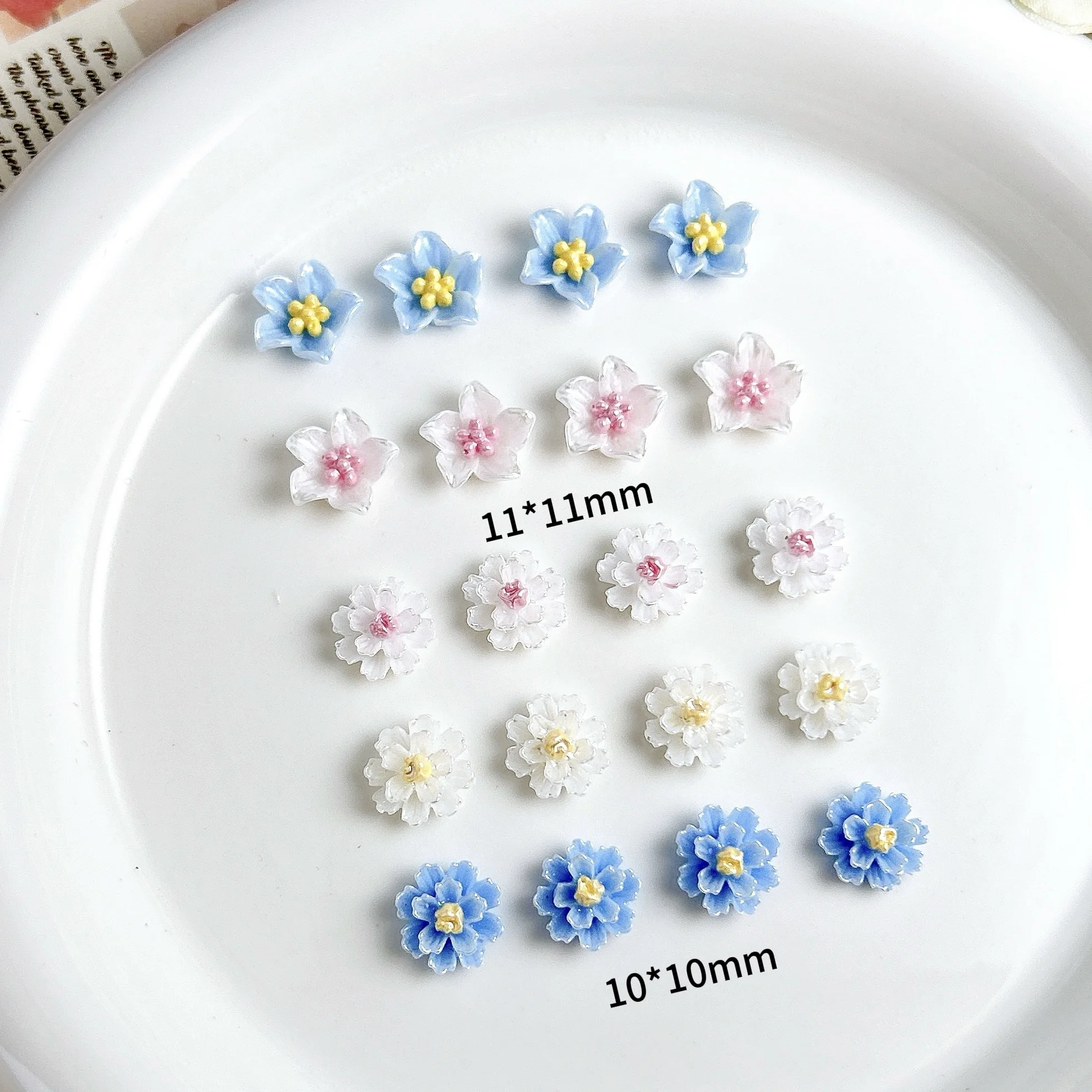 30 個 3D クリエイティブ発光ハイビスカスの花樹脂ネイルアート装飾かわいいダブルカラー光沢のある花ネイルチャーム DIY