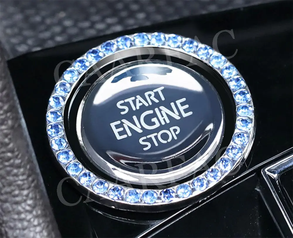 Alloy+Diamond Car Ignition Switch One-Button Start Button Decorative Ring Sticker For universal Car Type