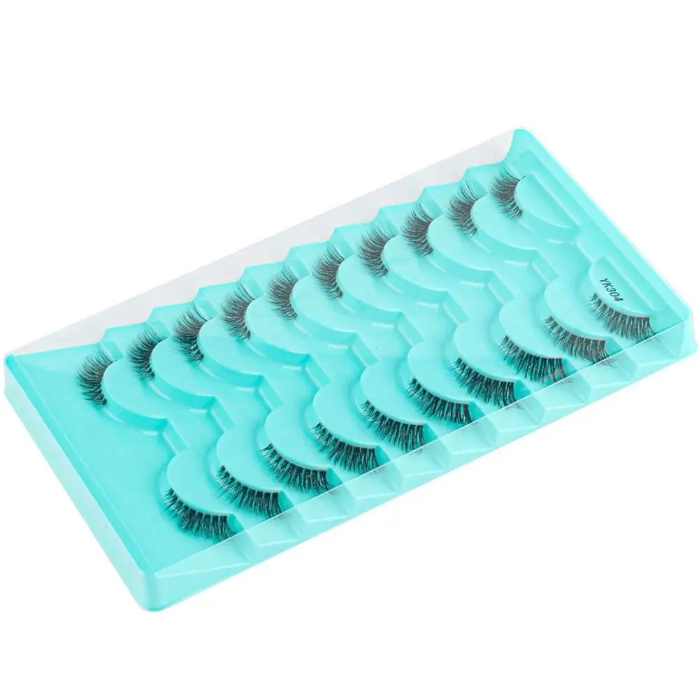 10 Par Naturalnych Półsztucznych Rzęs z Efektem Naturalnego Wyglądu, Sztuczne Rzęsy z Imitacji Norek 3D, Rzęsy typu Kocie Oko do Makijażu, Przedłużanie Rzęs