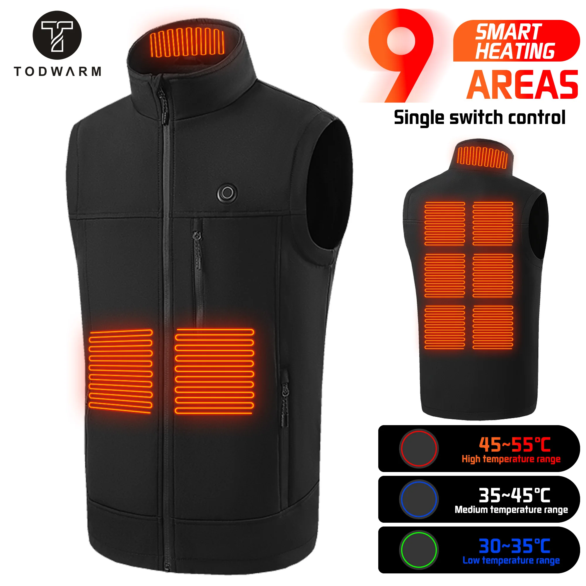 

TODWARM Heated Vest Men Women USB Heated Jacket Heating Vest Winter Electric Heated Vest Outdoor Hiking Vest Winter Warm Vests