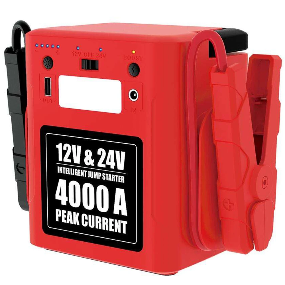 LED Powerbank Battery Booster Portable Car Jump Starter Power Bank 12v 24v 4000A Tire Inflator With Air Compressor