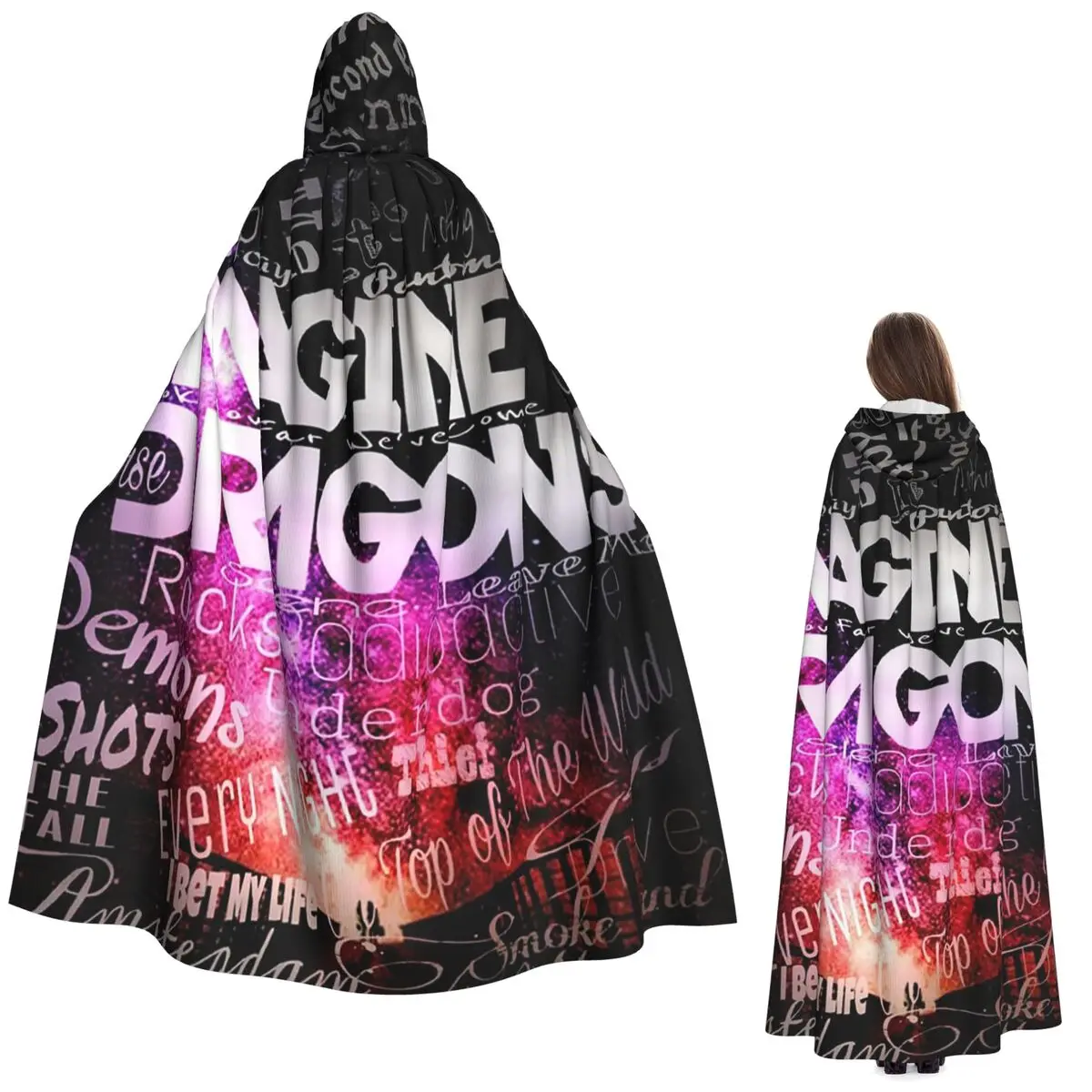 

Длинный плащ с капюшоном Imagine Dragons, средневековый костюм ведьмы, накидка для косплея, Хэллоуин, вампир, для взрослых, унисекс