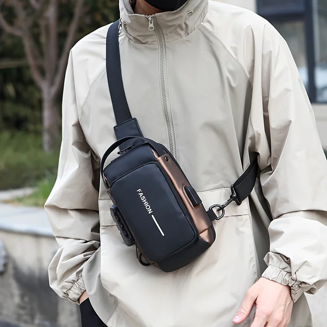 Stylish Men's Sling Bag - Durable Oxford Fabric, Crossbody Chest Pack with Phone Pocket, Zip Closure for Daily Commute 4 Stylish Men's Sling Bag - Durable Oxford Fabric, Crossbody Chest Pack with Phone Pocket, Zip Closure for Daily Commute – view 4