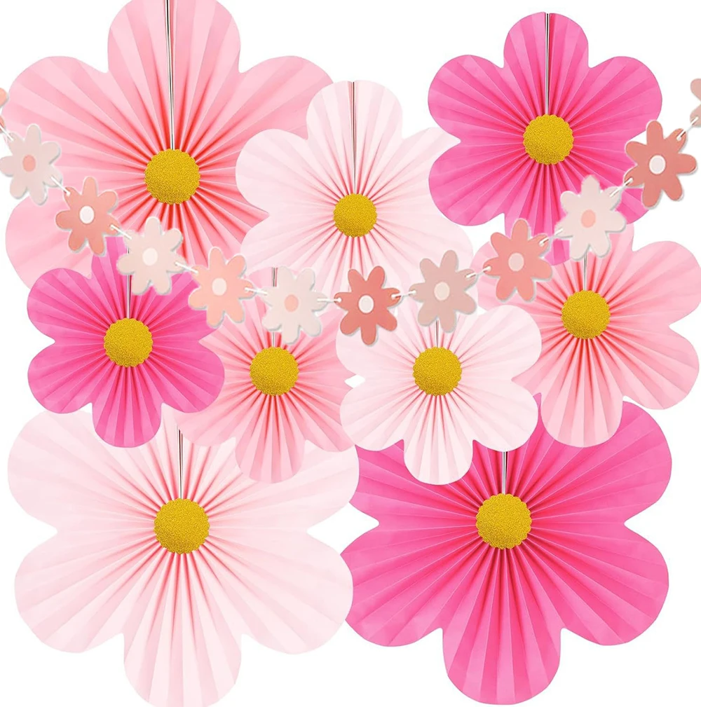10 Stück Papierblumen-Dekorationen, Party-Papierfächer, florale Pom Poms, florale Hintergrunddekoration für Hochzeiten, Geburtstagsfeiern, Dekorationen – Detail 7