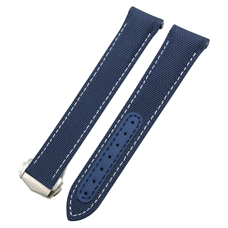 19mm 20mm 21mm Nylon Watchband for Omega Speedmaster Moonwatch Seamaster AT150 Planet Ocean Seiko Blue Canvas Fabric Watch Strap