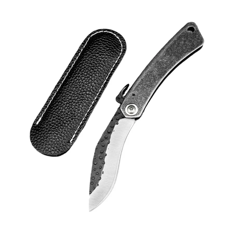 Higonokami Camping-Essentials: Faltbares Kochmesser, Küchen- und Obstmesser, Tragbares Angelmesser mit Lederetui, EDC-Werkzeug