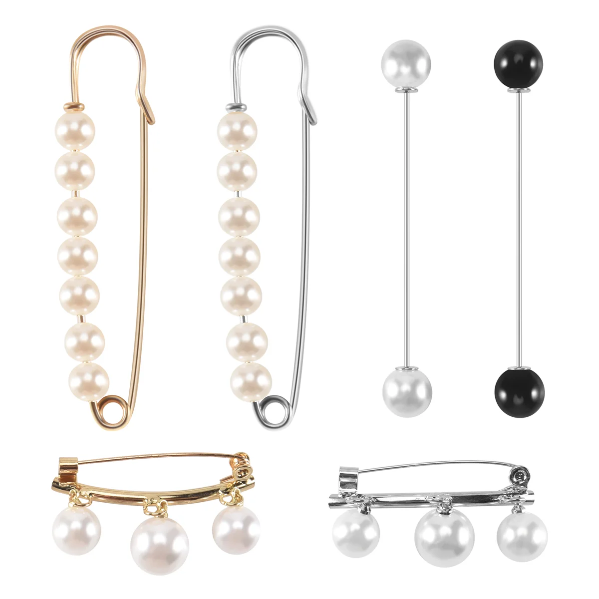 ABQR, 6 шт., зажимы для свитера, шали, платья из искусственного жемчуга, кардиган, воротник, брошь, зажим, винтажные зажимы для рубашек для женщин и девочек, декор