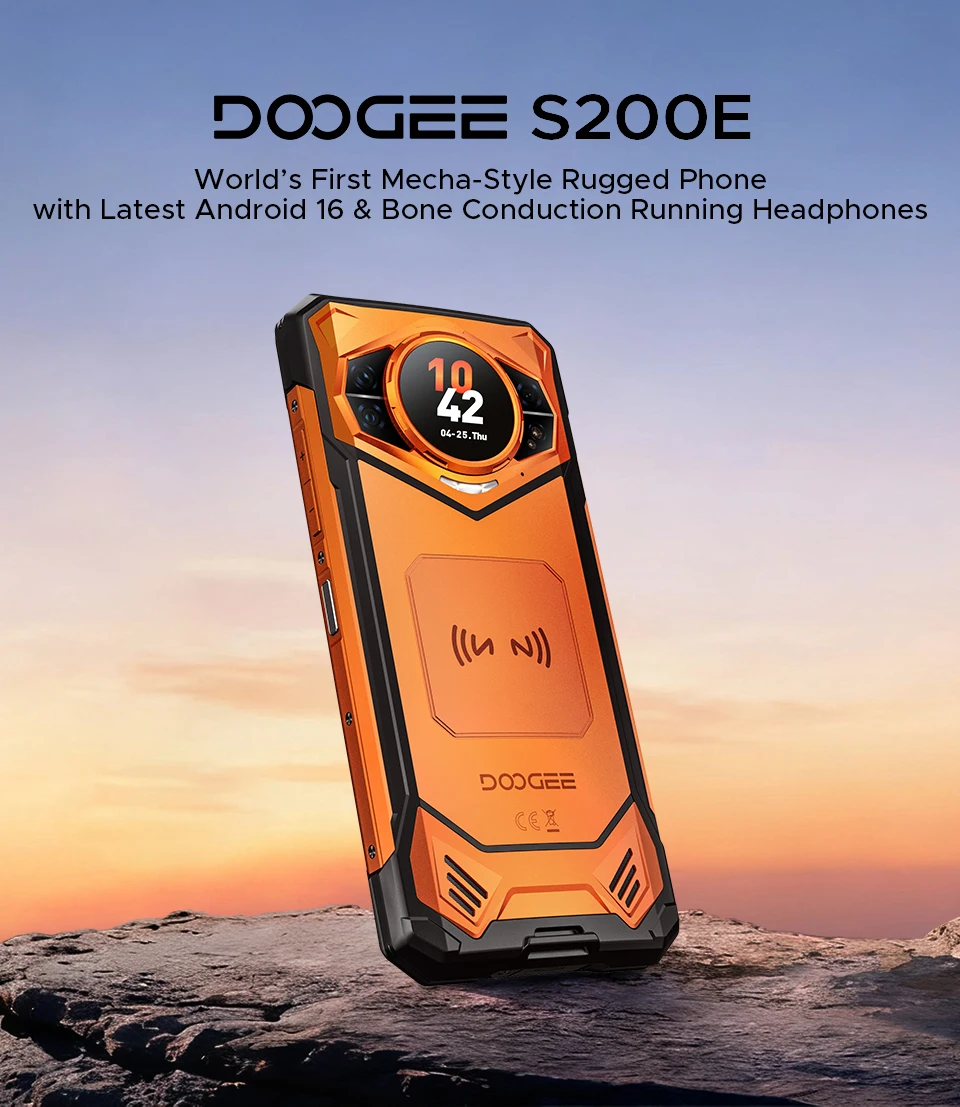 Doogee S200E 5g Rugged Phone 1.32" Amoled Rear Display 48Gb Ram(8Gb+40Gb) 256Gb Rom 10100Mah Ai Triple Camera Android 16 Mobile Phone