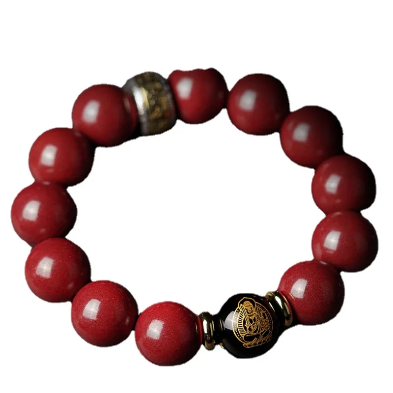 Cinnabar Bracelet Natural Purple Gold Sand Lucky Beads Charm Men's Bracelet