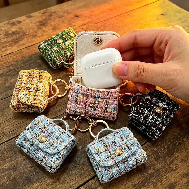 Mini sac de rangement élégant pour écouteurs, porte-clés, mini portefeuille portable en cuir PU, pendentif rétro pour sac à dos, jouet