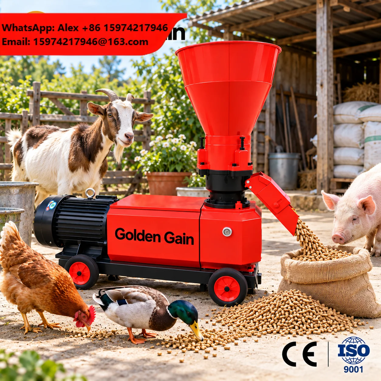 Portable Animal Feed Pellet Machine 200KG/H Electric Feed Pellet Maker For Poultry Livestock Farms
