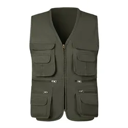 Summer Men Tactical Hiking Fishing Vest Multi-pocket Photographer Waistcoat Outdoor Leisure Male Thin Cargo Jacket Vests S-6XL