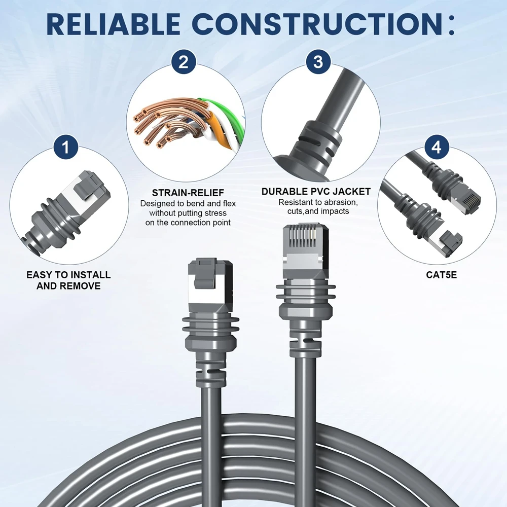 كابل تمديد شبكة 10 متر/23 متر لجهاز توجيه Starlink V3 RJ45 سلك إيثرنت 1200 ميجا بايت في الثانية كابل بيانات عالي السرعة لـ Starlink Gen3