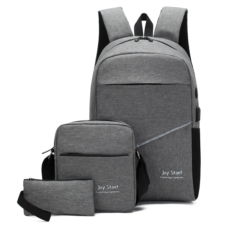 Sac à dos de chargement USB pour hommes, sacs à dos multifonctions décontractés, sacs d'école pour hommes, petit sac à dos pour ordinateur portable, 3 ensembles, 3 pièces, mode