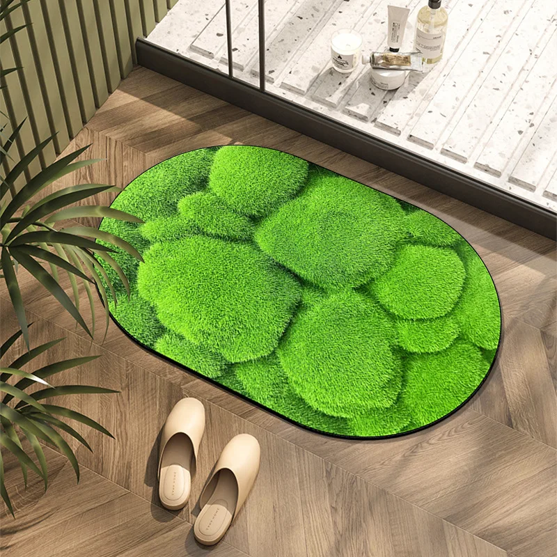 Diatom Mud Bathroom Mat Tropical Rainforest Pattern Absorbent Bath Mat Non Slip Bath Room Rug Entrance Door Nordic Floor Mats