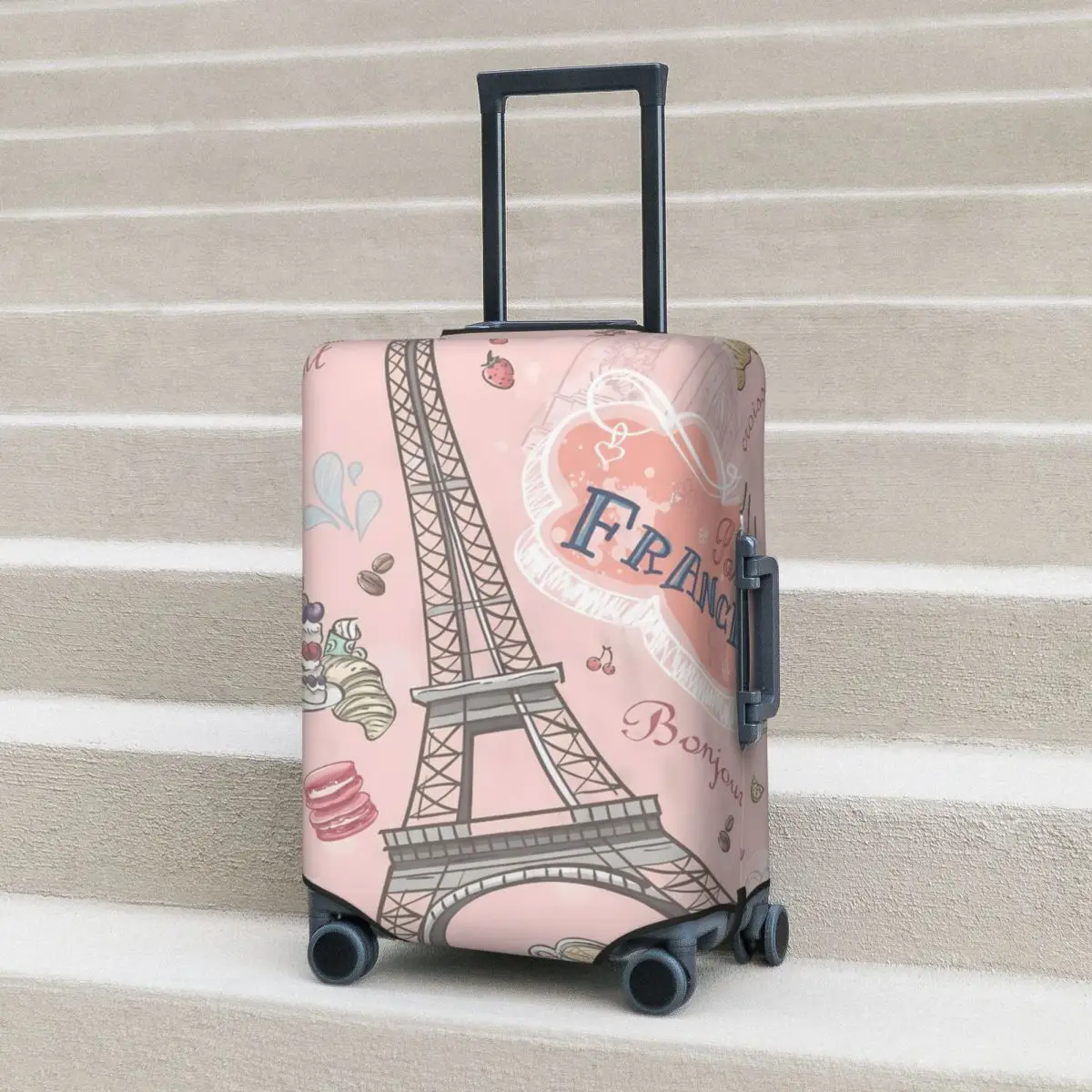 Eiffel Tower Graffiti Suitcase Cover Paris Fashion Travel Protection Flight Practical Luggage Supplies Xmas Gift