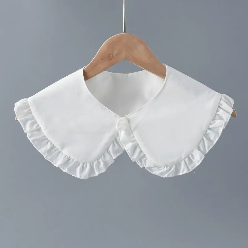 Weißer Schal für Puppen, falscher Kragen für Damen und Mädchen, mit Rüschenbesatz, abnehmbarer Halbhemdkragen, Bluse mit Schnürband. – Detail 4