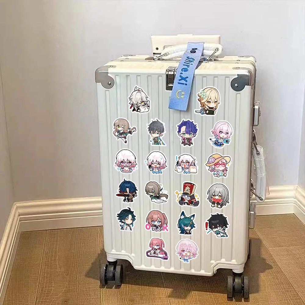 Honkai-Autocollants waterproof avec personnages de dessins animés, 65 pièces, stickers, étoile, rail, jeu, pour ordinateur portable, téléphone, bagages, graffiti, cadeau, nouveauté