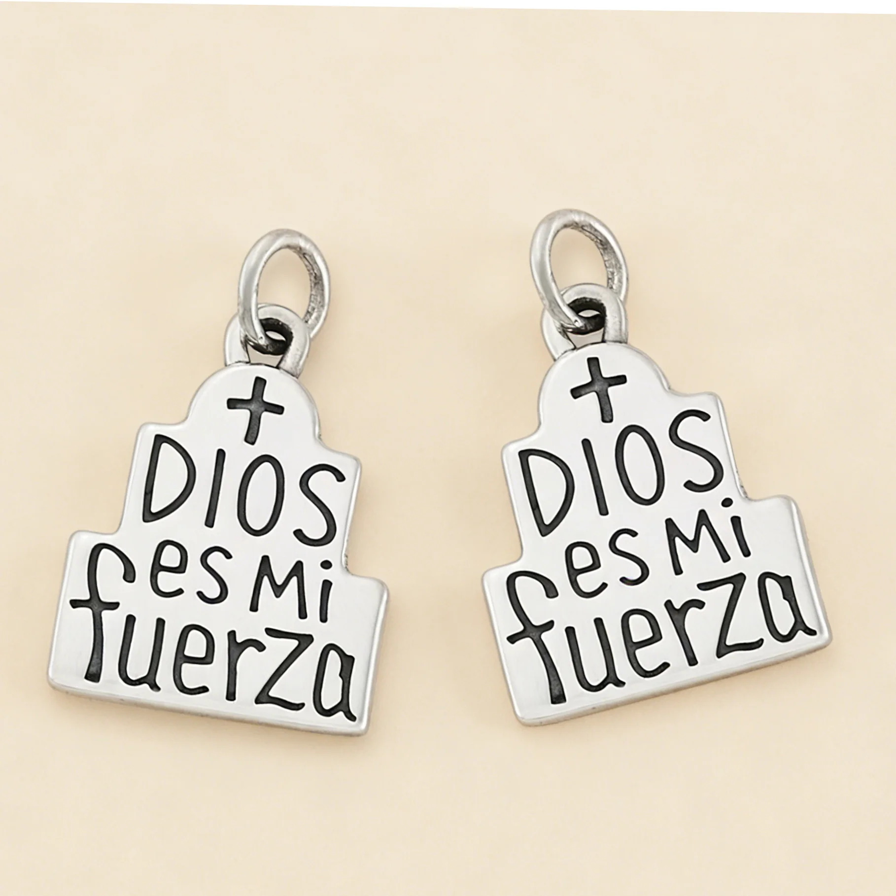 S925 Sterling Silver Dios es Mi Fuerza Charm，Romantic and Cute Gift for Girls,Valentine's Day gift,Mother's Day gift.