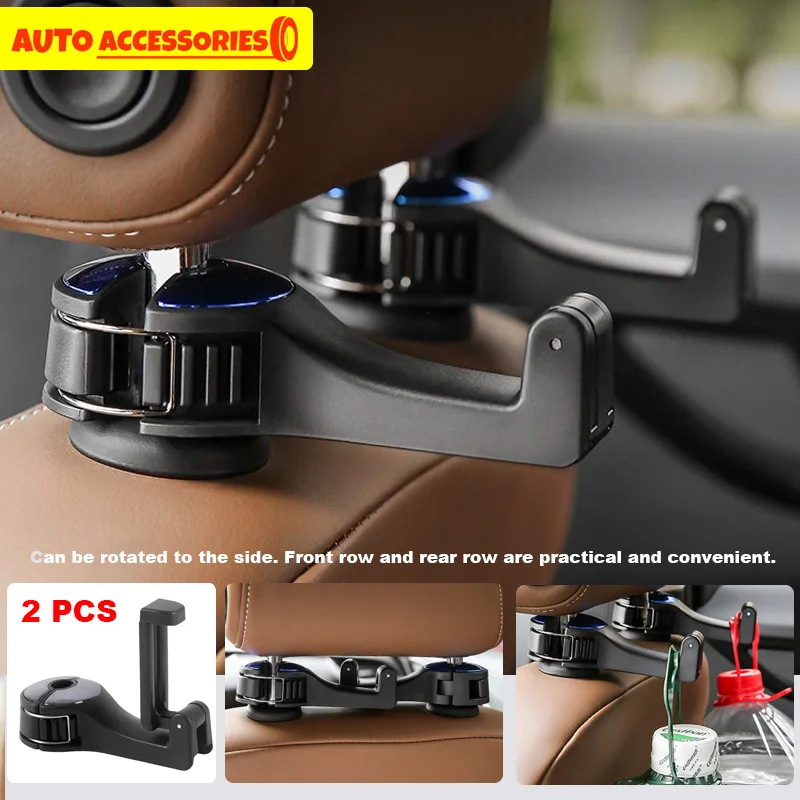 Multi-functional 2 In 1 Car Hook Hidden Multifunctional Rear Headrest Hook Car Rear Phone Holder Lock Type Mobile Phone Holder