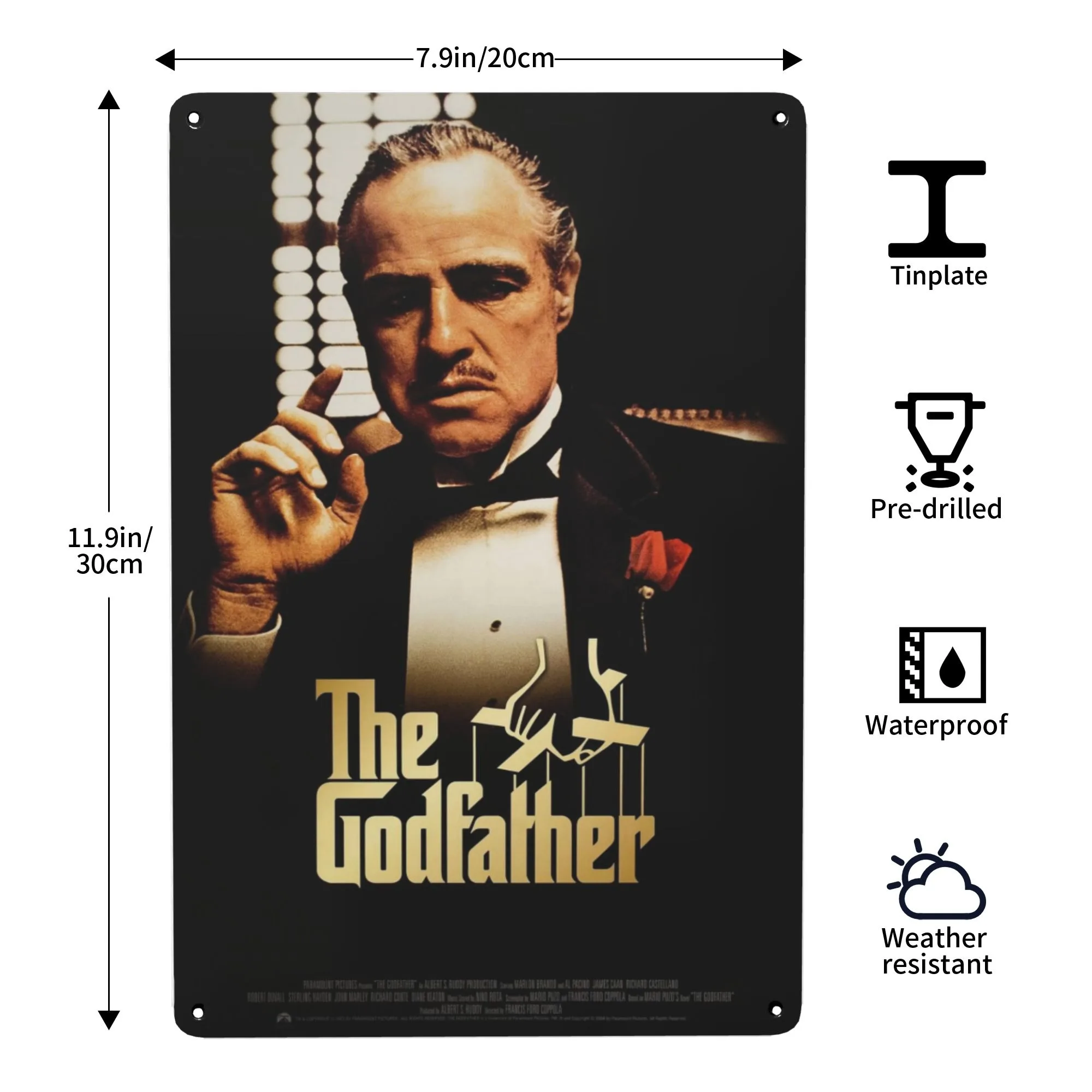 

Vintage Godfather Classic Movie Poster - Gangster Canvas Art HD Metal Painting Living Room Decoration Tabletop Ornaments Artwork