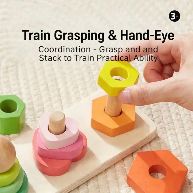 Giocattolo impilabile e sicuro con forma geometrica in legno, progettato per sicurezza dei bambini e il gioco educativo 24BE