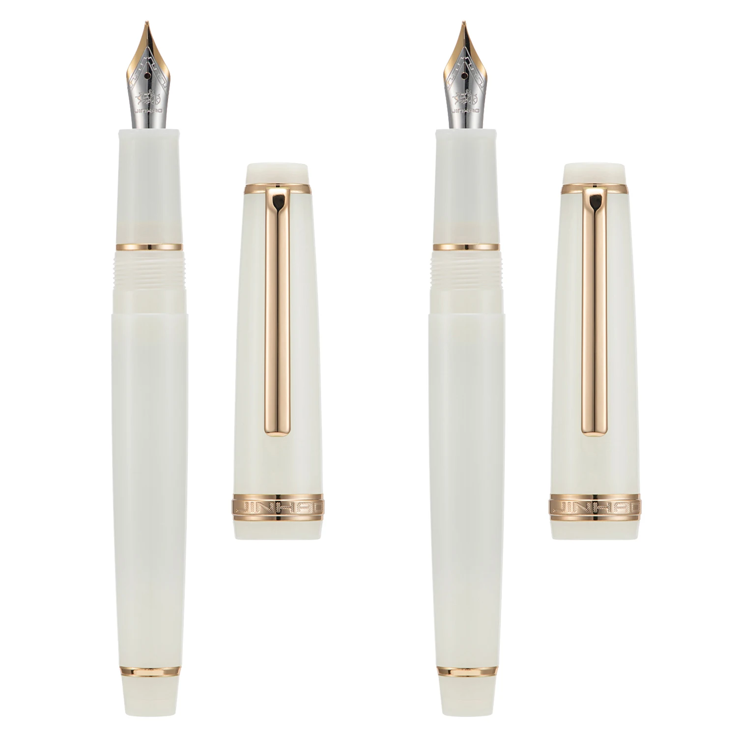 

2 PCS Jinhao 82 Resin Fountain Pen EF& F Nibs Writing Set with Ink Converter, Transparent Ivory with Golden Clip