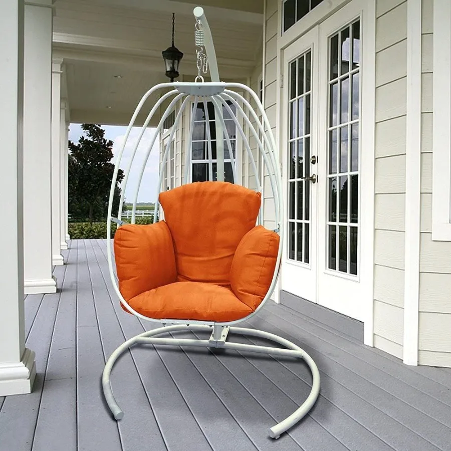 

Indoor Outdoor Hanging Egg Swing Chair with Cushion and C Stand; Egg Shaped Hanging Swing Chair; EggShaped Hammock Swing Chair