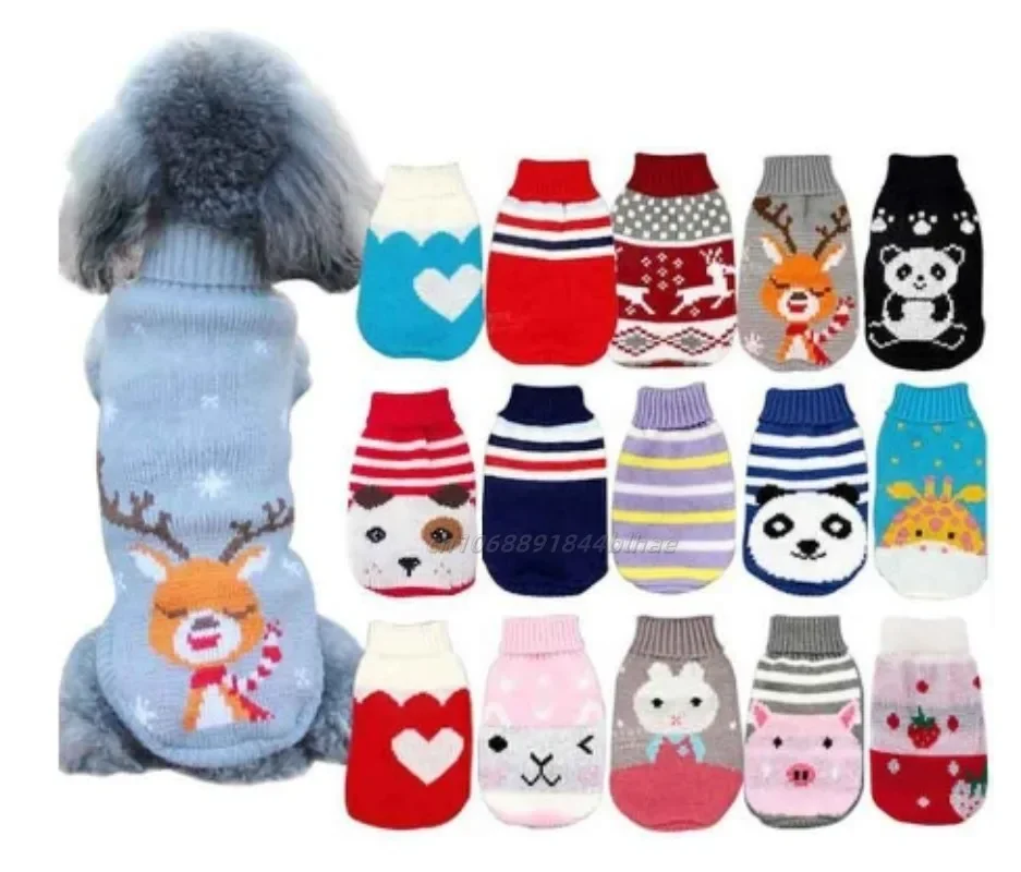 Small Cat Dog Sweater Pullover Winter Dog Clothes for Small Dogs Chihuahua Yorkies Puppy Jacket Pet Clothing Christmas