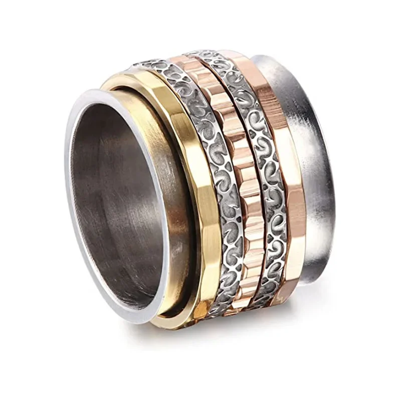 Anti Stress Anxiety Ring Retro Multi-layered Rotating Ring for Women Decompression Ring Personality Jewelry Accessories