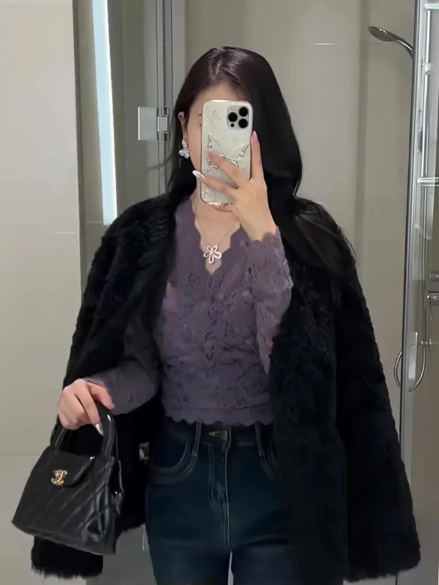 

Ele Sexy V-Ne Lace irt Hollow out Trim Fit Inner Wear Top for Women ort Sle Autumn Winter New Arrival French Sle