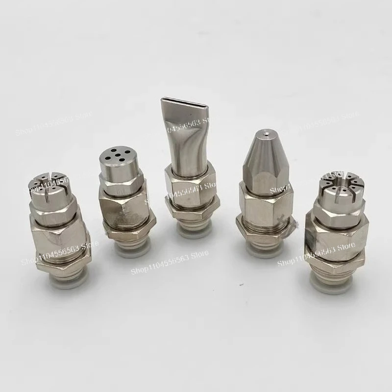 Stainless Steel Industrial Air Nozzle Set with Quick-Connect, Flat Fan & Air Knife Tips for Cooling and Blow Off Applications