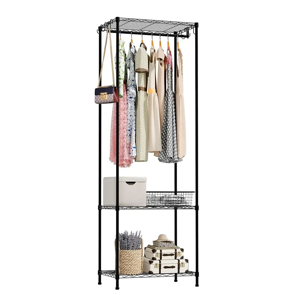 

Heavy-Duty Clothes Rack, Large Acity Adjustable Wardrobe With Hooks, 350Lbs Great Load-Bearing Protable Clothing Ra For Hanging