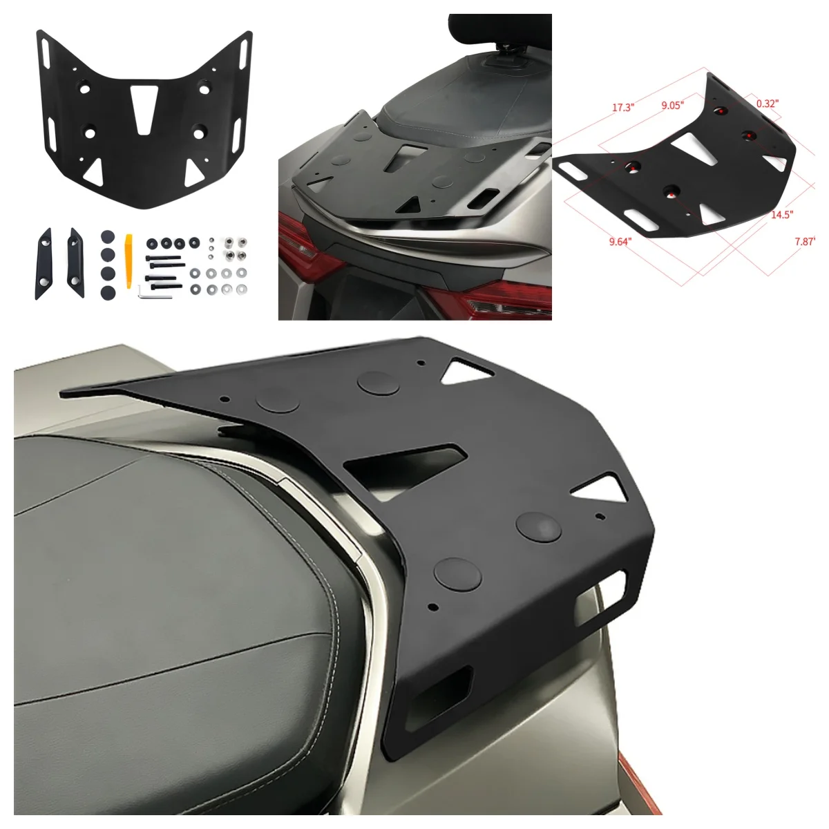 Panical Passenger Rear Carrier Luggage Rack Kit Trunk Frame for Honda Gold Wing GL1800B F6B 2018-2026 Aluminum Alloy Black