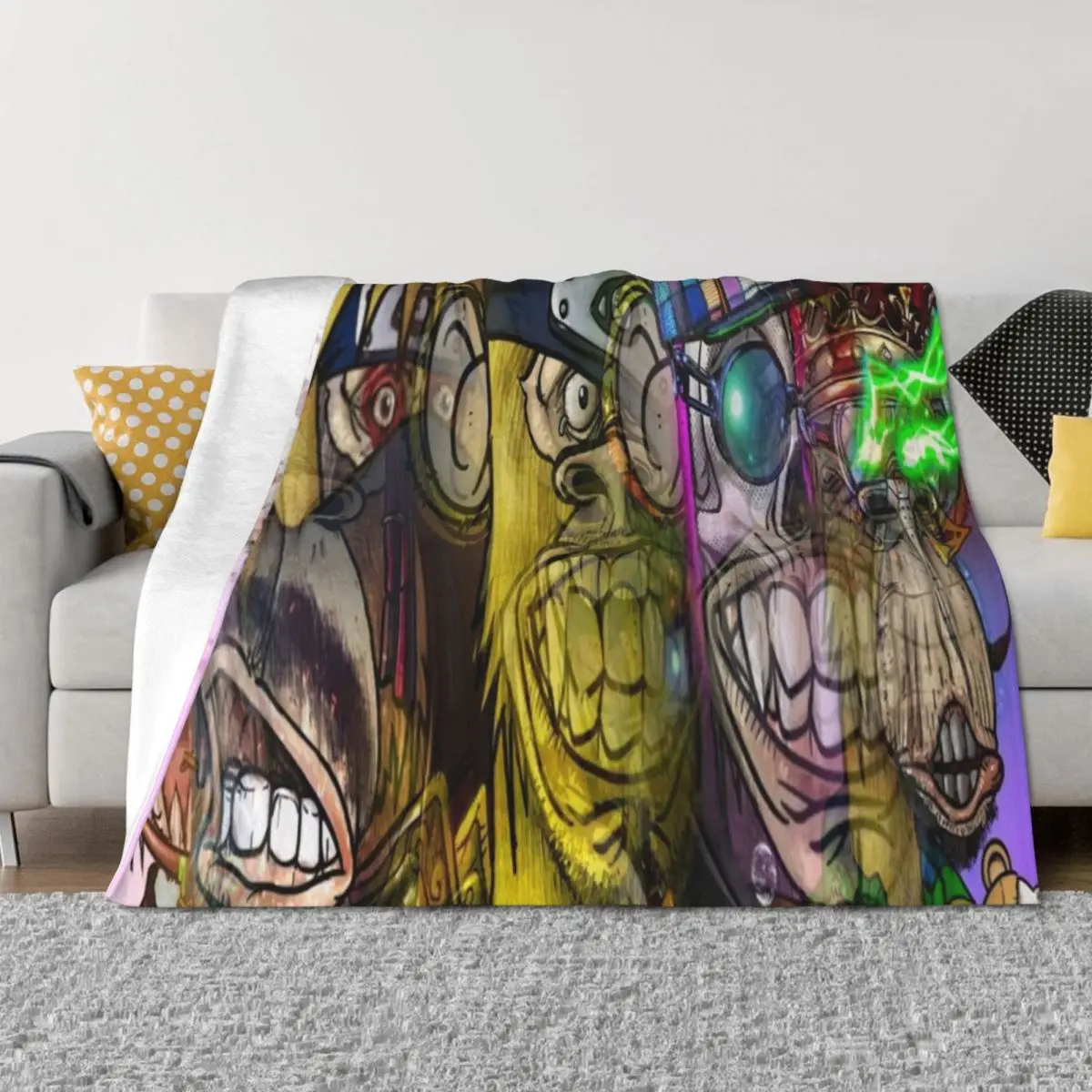 

Ape Gang Throw Blanket Giant Sofa Cute Plaid Shaggy manga Blankets