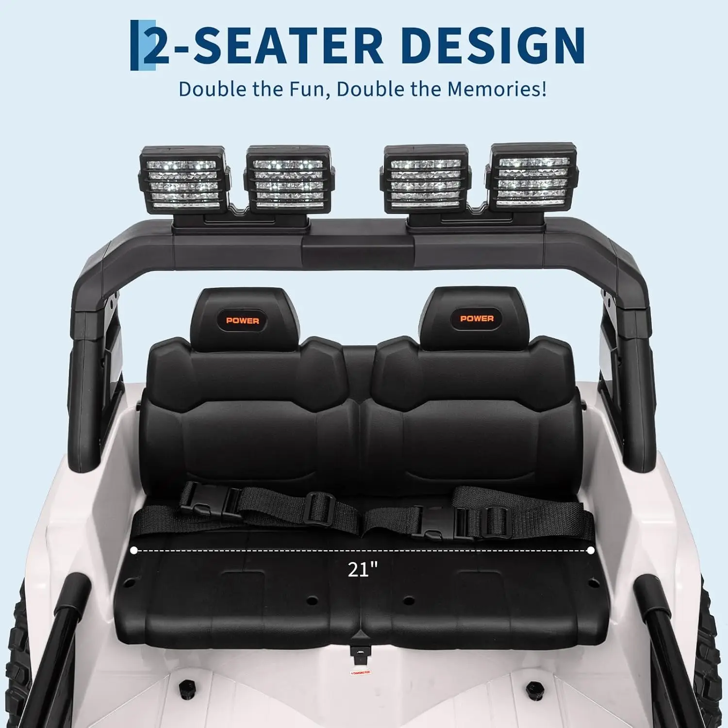 ركوب بمقعدين على سيارة الأطفال والمركبات الكهربائية مع جهاز تحكم عن بعد قابل للتعديل لموسيقى السيارة ASTM/CPSIA معتمد 3 سرعات أضواء LED