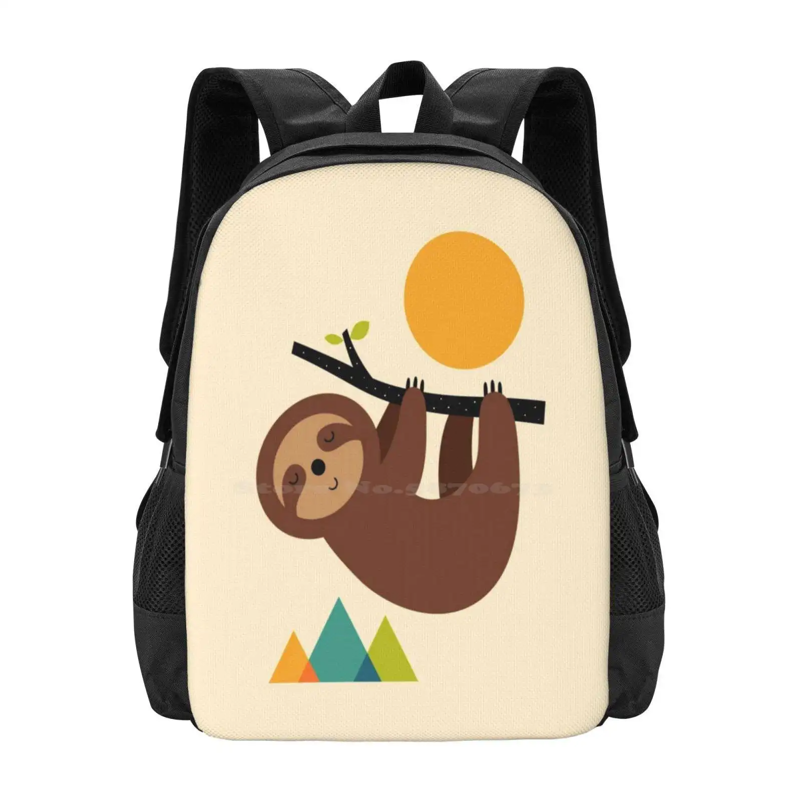 Keep Calm And Live Slow School Bags Travel Laptop Backpack Slow Calm Live Enjoy Cute Lovely Universe Graphic Design Andy