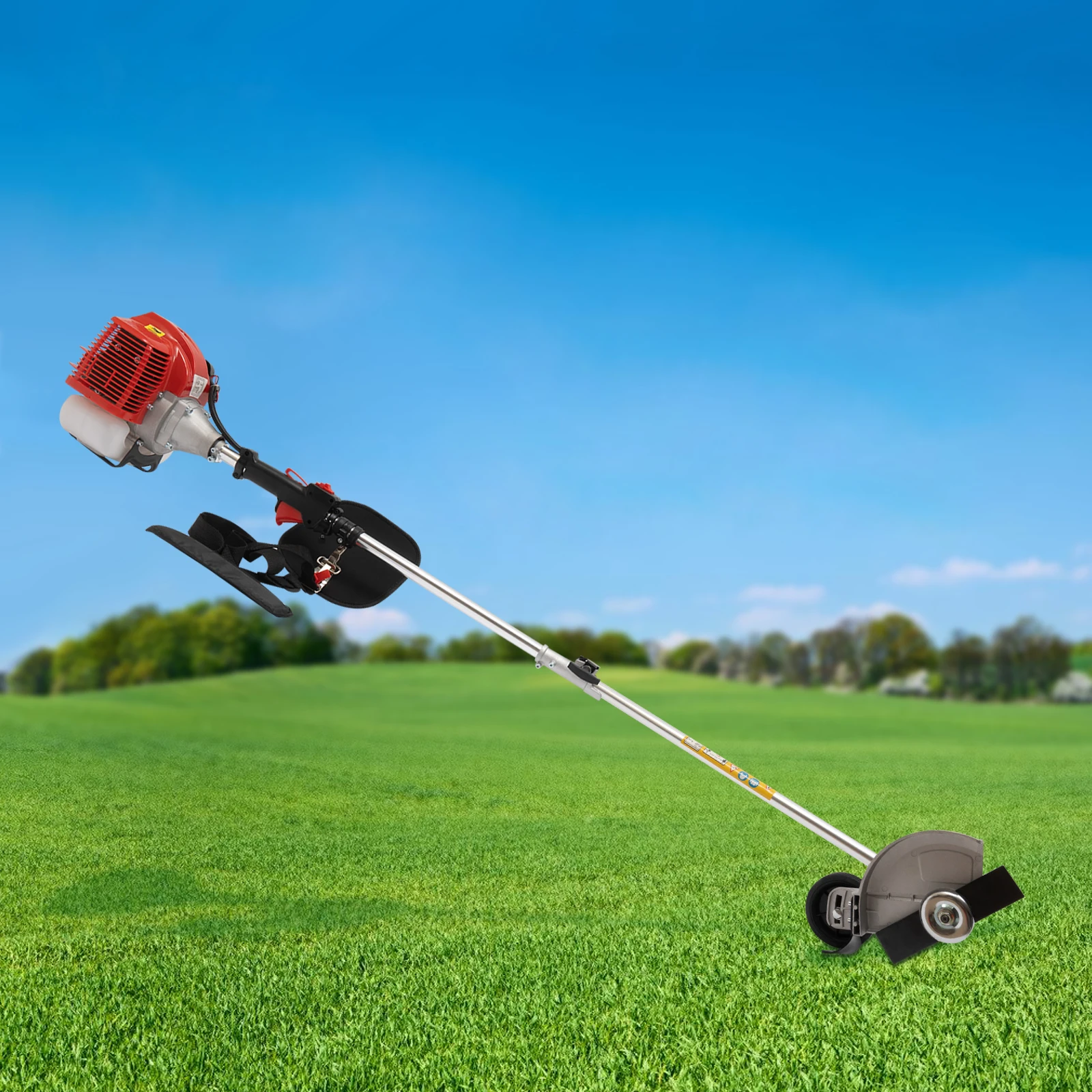 43cc Gas Edger with PP and Aluminum Alloy Build, Side-Mounted Grass Trimmer with Carrying Strap for Orchard and Farm