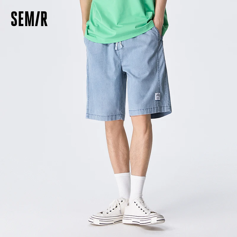 Semir Men Denim Pants Summer Essential Loose Straight-Leg Fit Adjustable Drawstring Simple And Versatile Design Jeans