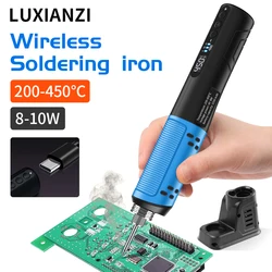 Luxianzi-ワイヤレスUSB電気はんだごて,温度調節可能,溶接ツールの修理,プロのデジタルディスプレイ溶接機