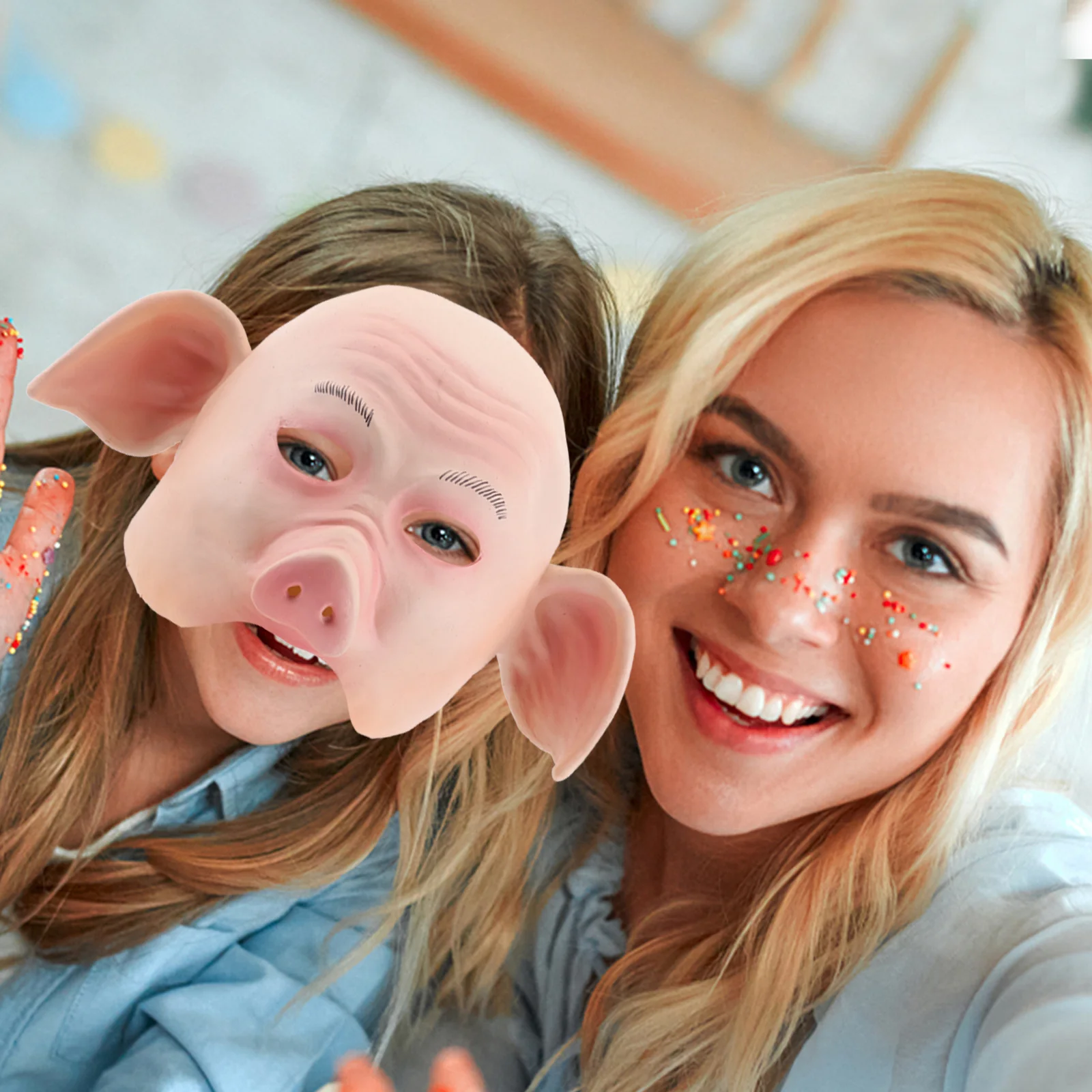 

Horror Pig Head Headgear Scary Face Mask Made of Natural Green Latex Comfortable No Plastic Smell Ideal for Halloween Easter