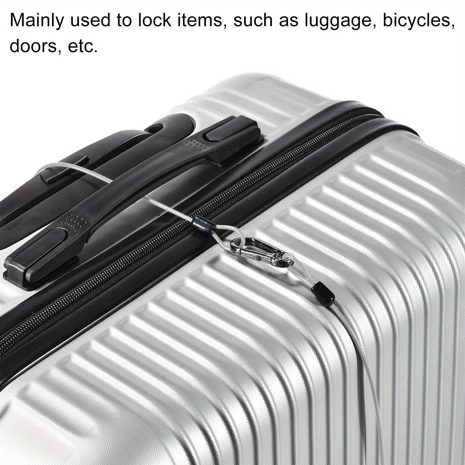 2pcs 2.5mmx1m Security Steel Cable Coated Luggage Lock Rope Transparent Anti-Theft Cable Locks for Luggage, Outdoor Travel