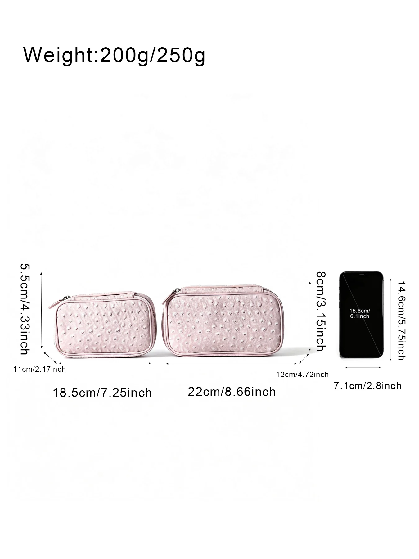 Neue Kosmetiktasche aus Straußenleder, tragbarer Reise-Kosmetik-Organizer, schneeweiß, für Damen, Handtasche, Toilettenartikel-Etui, Kosmetikbeutel – Detail 4