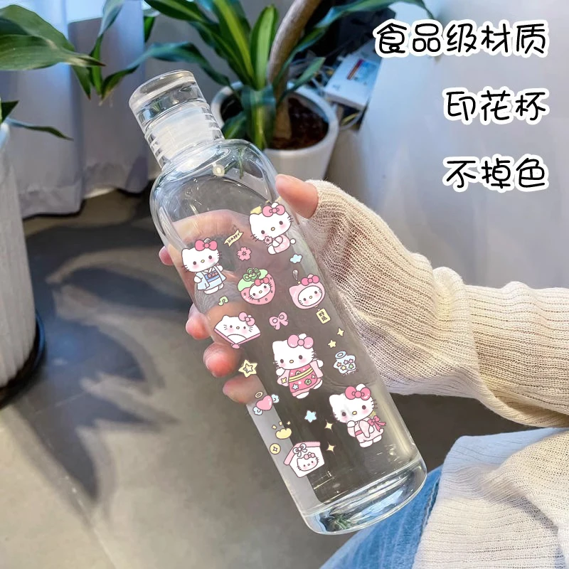 Hello Kitty Niche Cup High Value Cute Water Cup 500ML Transparent Animation Cartoon Printing Internet Celebrity Custom Wholesale