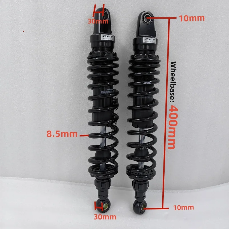 new 8.5mm spring  375mm 400mm 420mm shock absorber  for atv  quad  gokat  replace motorcycle  black+gold