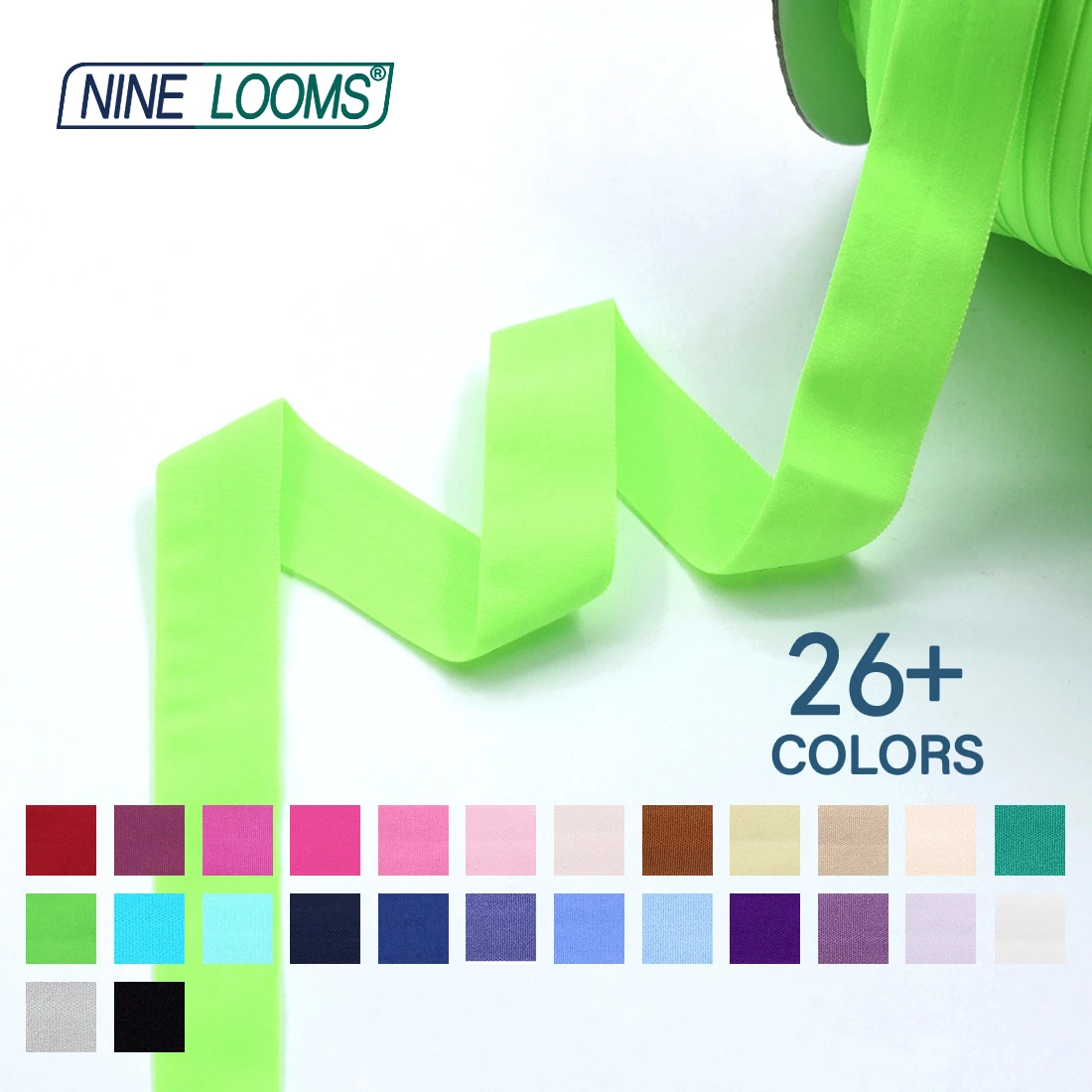 Neun Webstühle matt faltbar elastisch Feind 3/4 "20mm solide nicht glänzende Spandex Band Unterwäsche Dessous Näh besatz 50 Yard von Spule – Detail 13