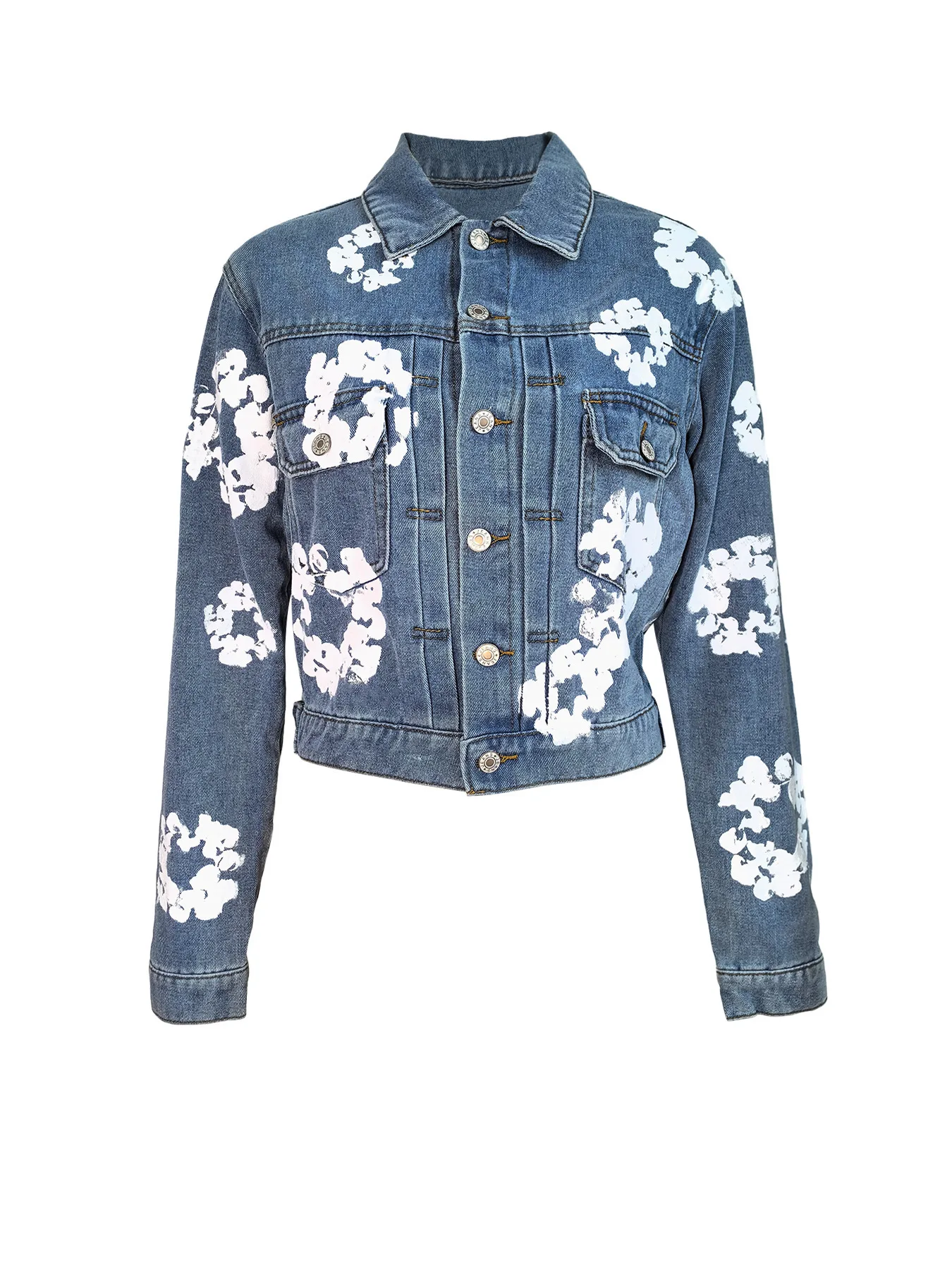 HR88005 Fashion Women's Personalized Street Trendy Brand Printed Denim Top Coat Jacket