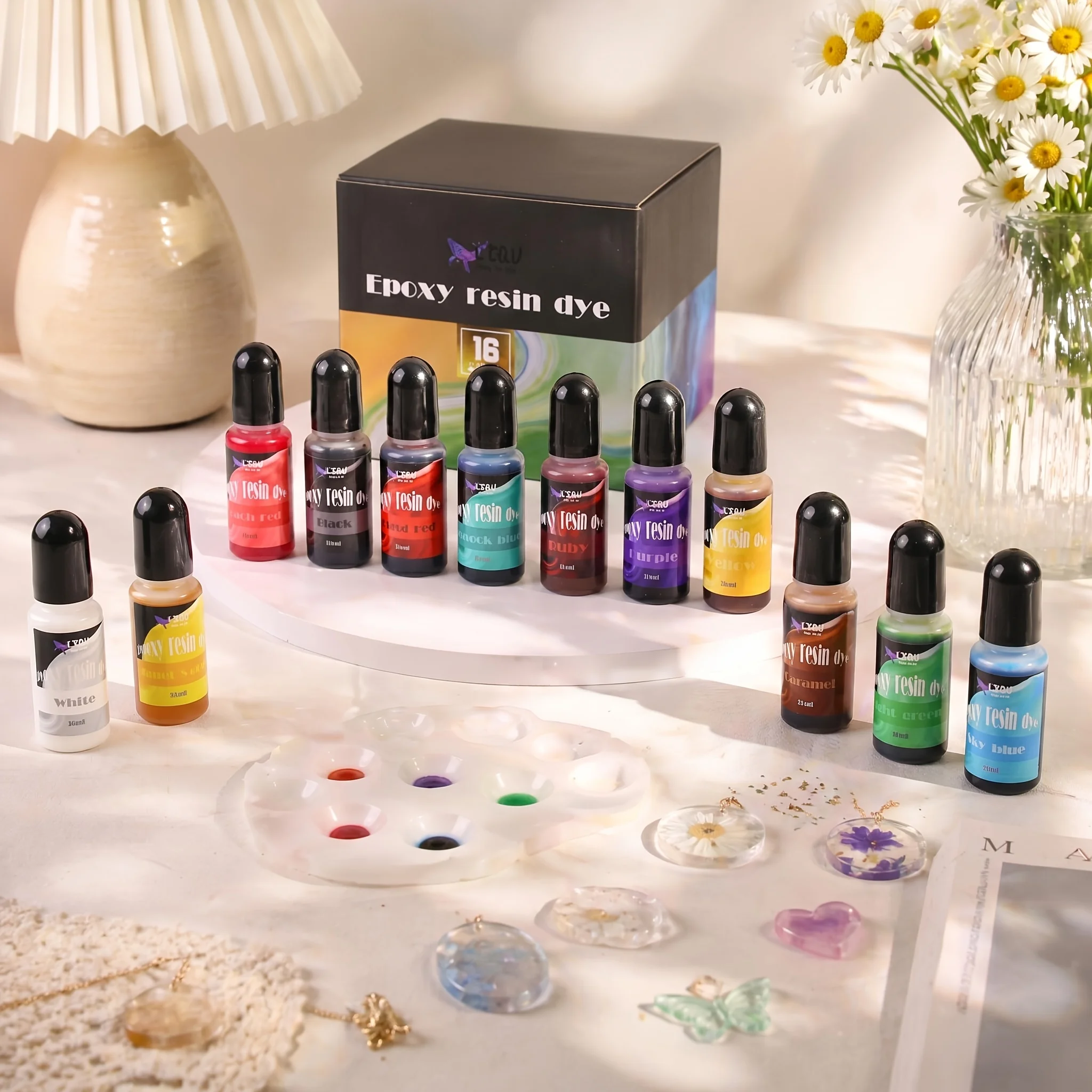 LEQU 16 Colors Epoxy Resin Dye High Concentration Liquid Transparent Tint for UV Resin Drop Glue DIY Handmade JewelryAccessories